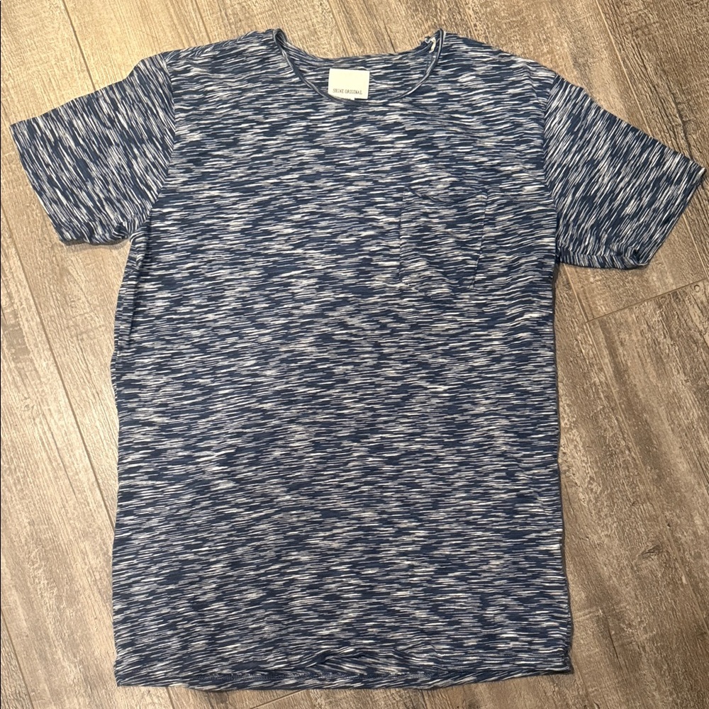 🔥Men's Blue Space-Dyed Short Sleeve Pocket Tee